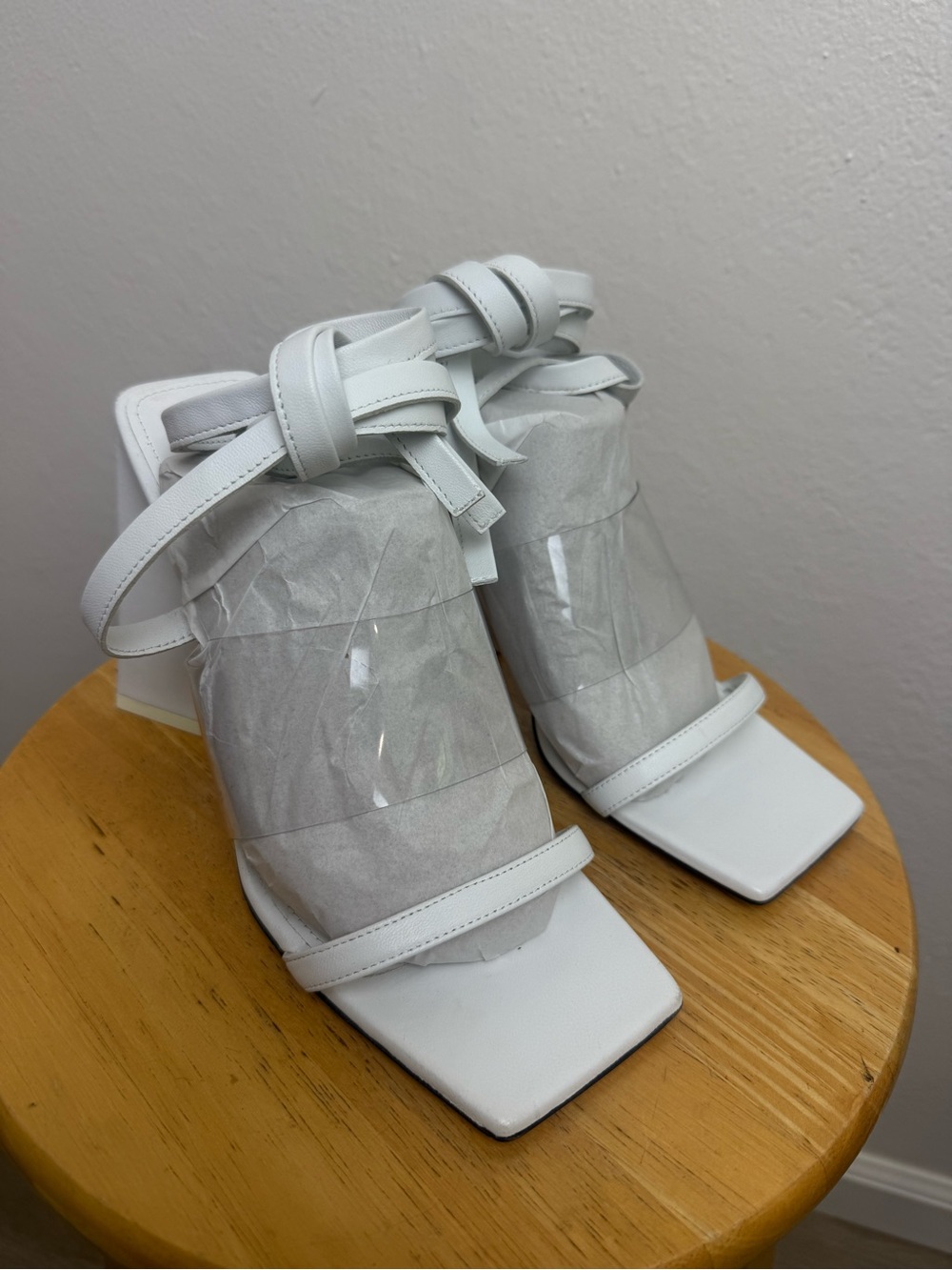 The Attico Isa Vinyl Leather Wrap Sandal White Sculptural Heel EU 38 - Picture 2 of 11